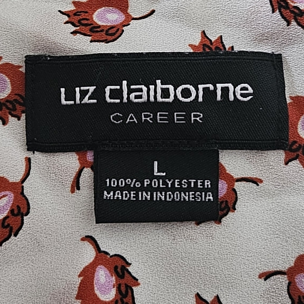 Liz Claiborne Ivory Floral Print Blouse Size Large - Picture 5 of 5